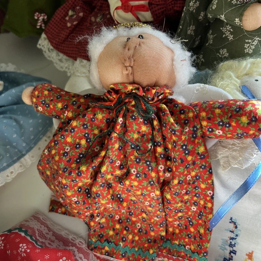 Vintage‎ Cottage Core Christmas Angel Decor Wood Fabric Country Lot Of 14